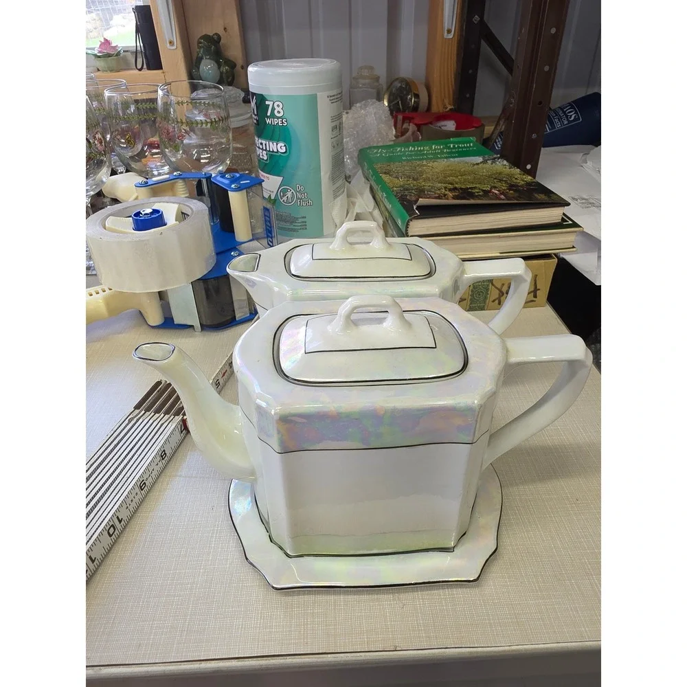 Vintage CT Altwasser Germany Iridescent Luster Porcelain Tea Coffee Set w Tray